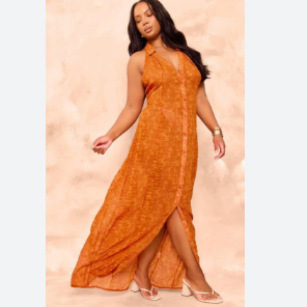 PrettyLittleThing Croc Print Chiffon Maxi Dress